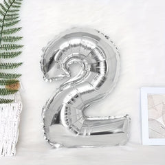 40 inch Silver 0-9 Number Party Balloons Set, Birthday Decoration
