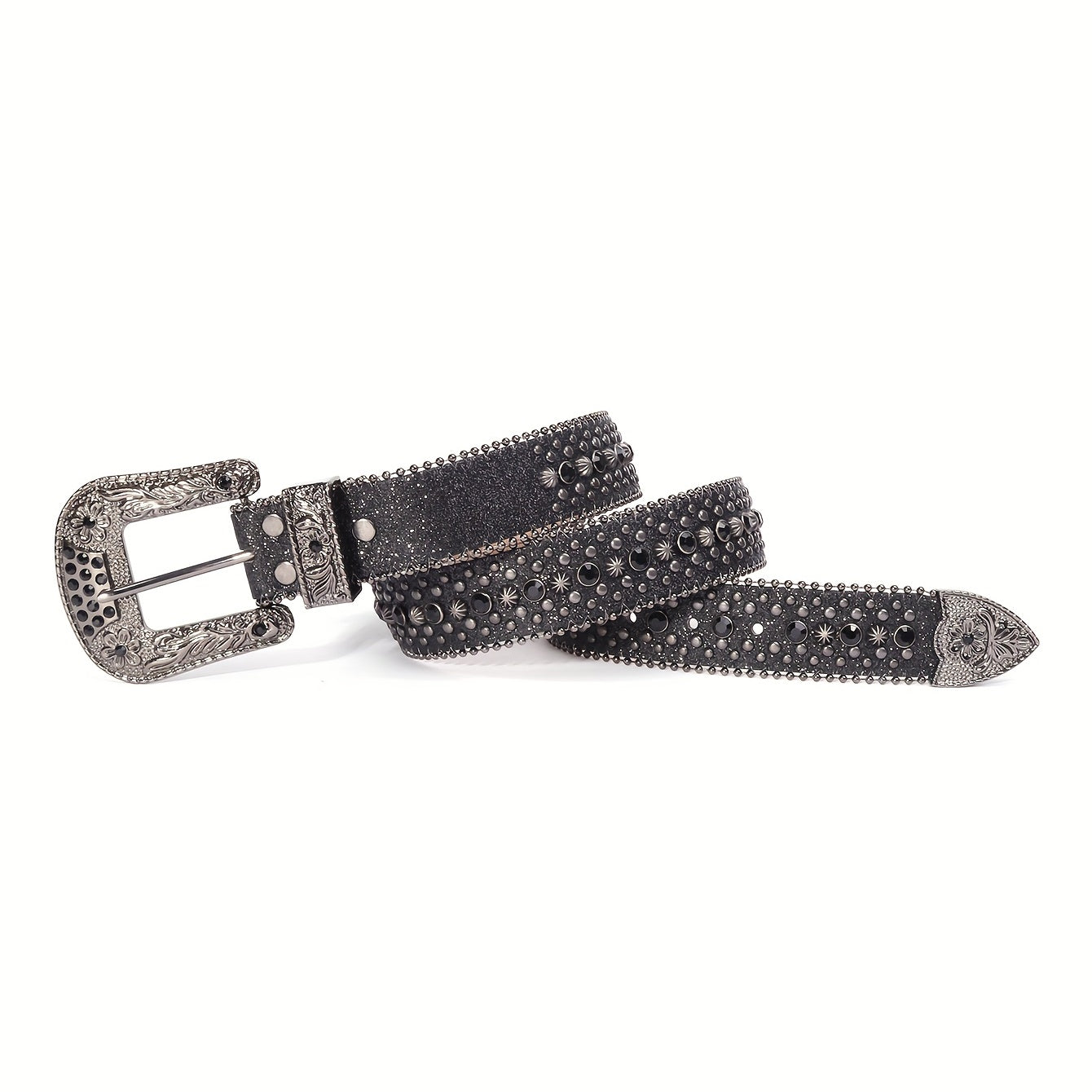 Sparkle Rhinestone Western Cowboy Leather Belt for Jeans Dress