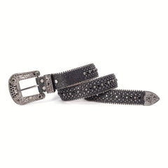 Sparkle Rhinestone Western Cowboy Leather Belt for Jeans Dress