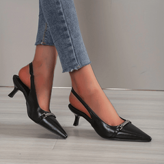 Women's Metal Decor Kitten Heel Slingback Sandals
