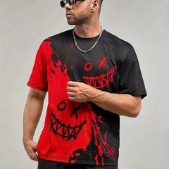 Men's 3D Printed Smile T Shirt Casual Tee for Summer