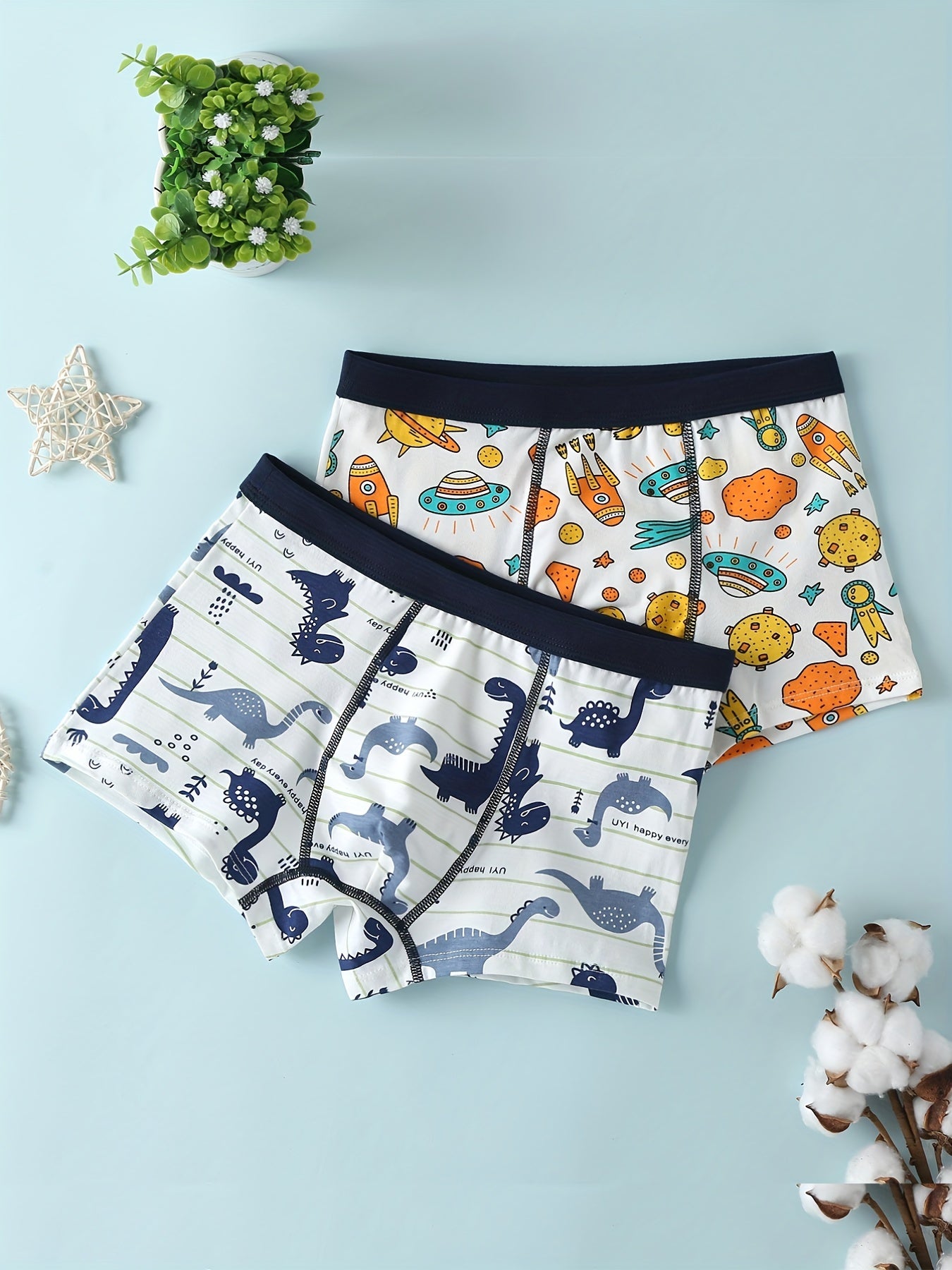 4pcs Boys Dinosaur Animal Cars Boxer Briefs