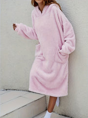 Warm Hooded Robe with Pockets for Women