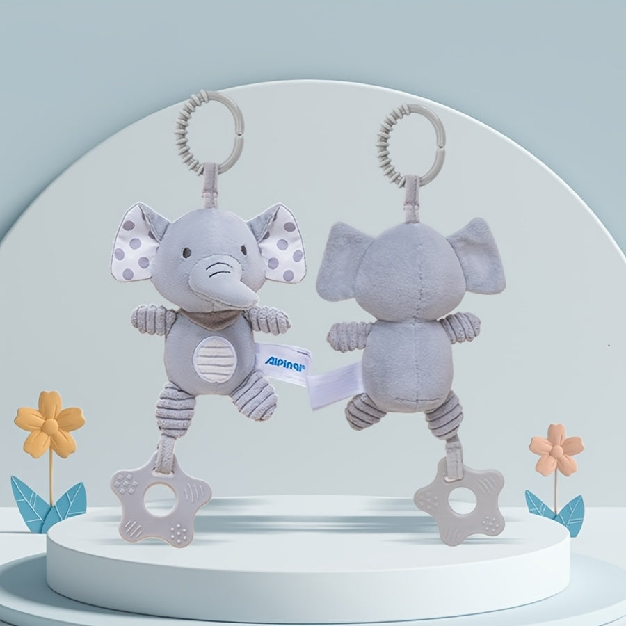 KIZH Hanging Rattle Toy Animal Wind Chime Plush Stuffed Animal Rattle Toy