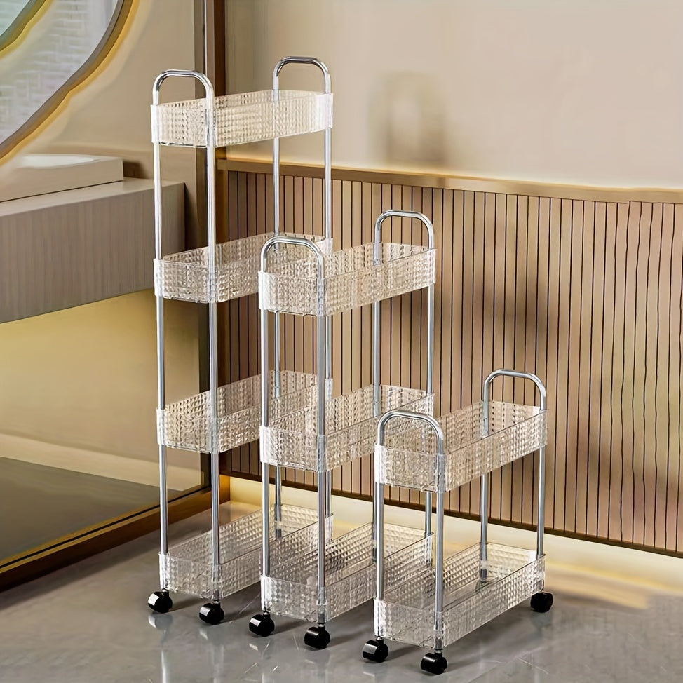 Acrylic Storage Rack Snack Trolley Floor Rack Mobile Bathroom Storage