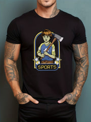 Men's Printed Leisure Sports T shirt Round Neck Tee Shirt for Summer