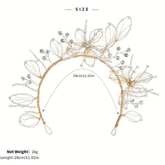 Golden Floral Rhinestone Bridal Headband