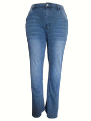 Flared Leg Stretch Washed Jeans