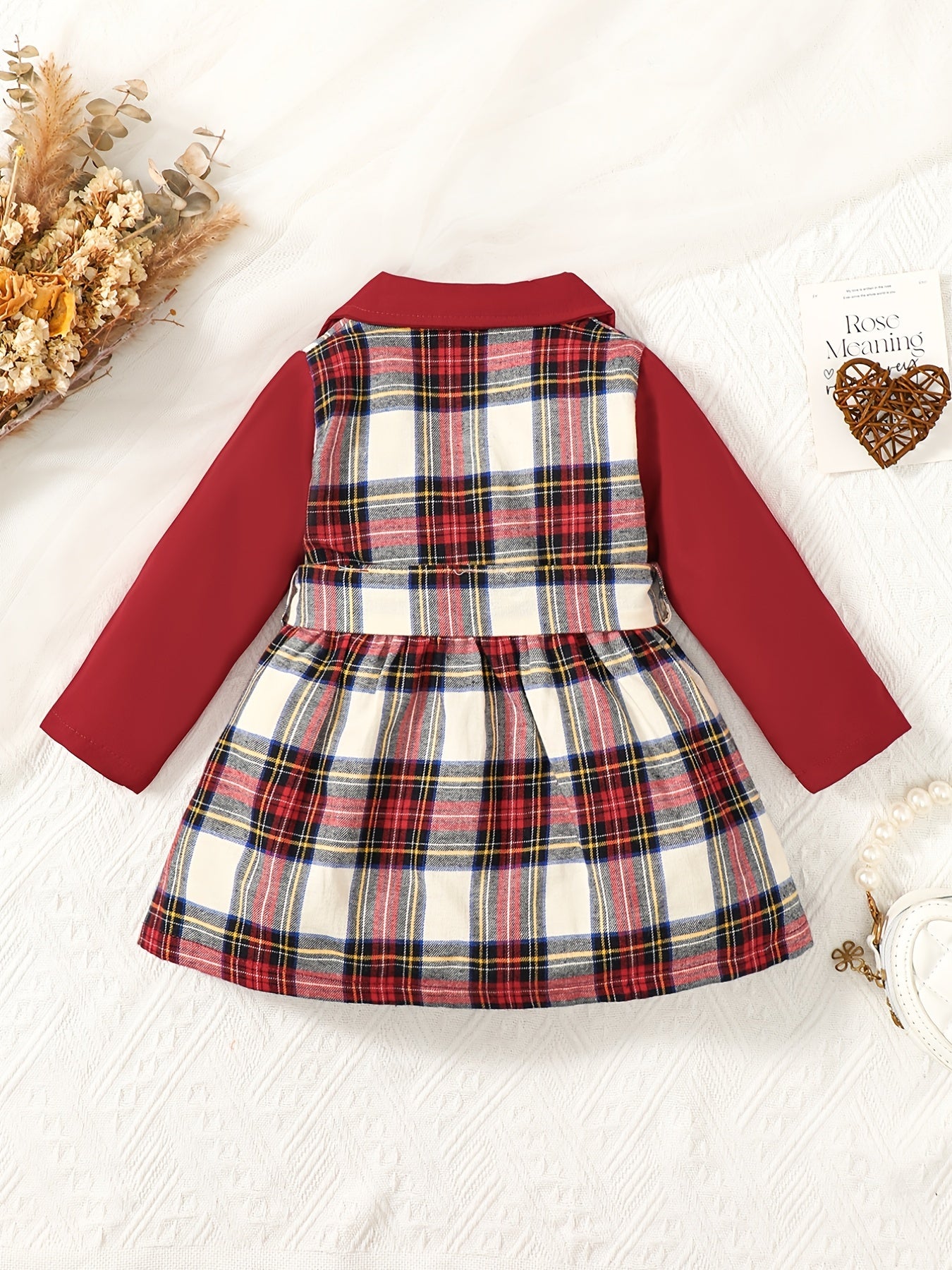 Plaid Patchwork Winter Vintage Windbreaker Dress for Toddler Girls