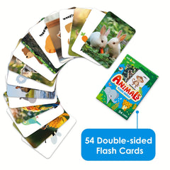 Animals Flashcards Real Photos & Cartoon Double Sided Baby Learning Cards