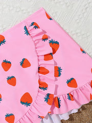 Strawberry 3pc Swim Suit Girls Cartoon Set for Beach