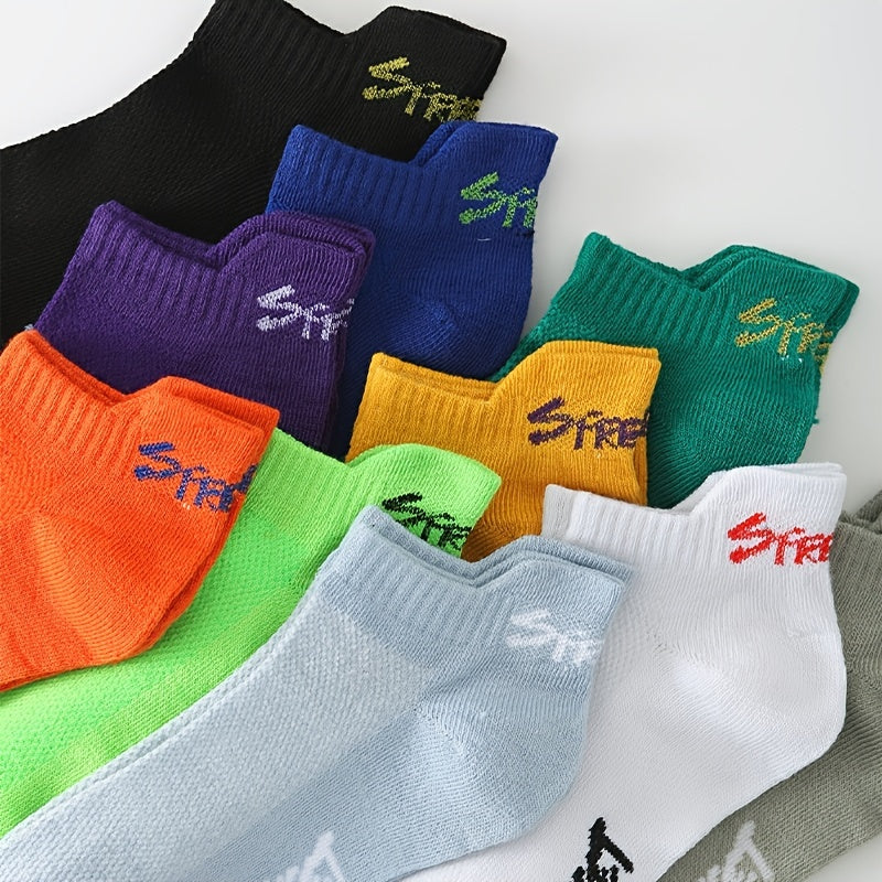 10 Pairs Letter Print Sports Low Cut Ankle Socks for Women