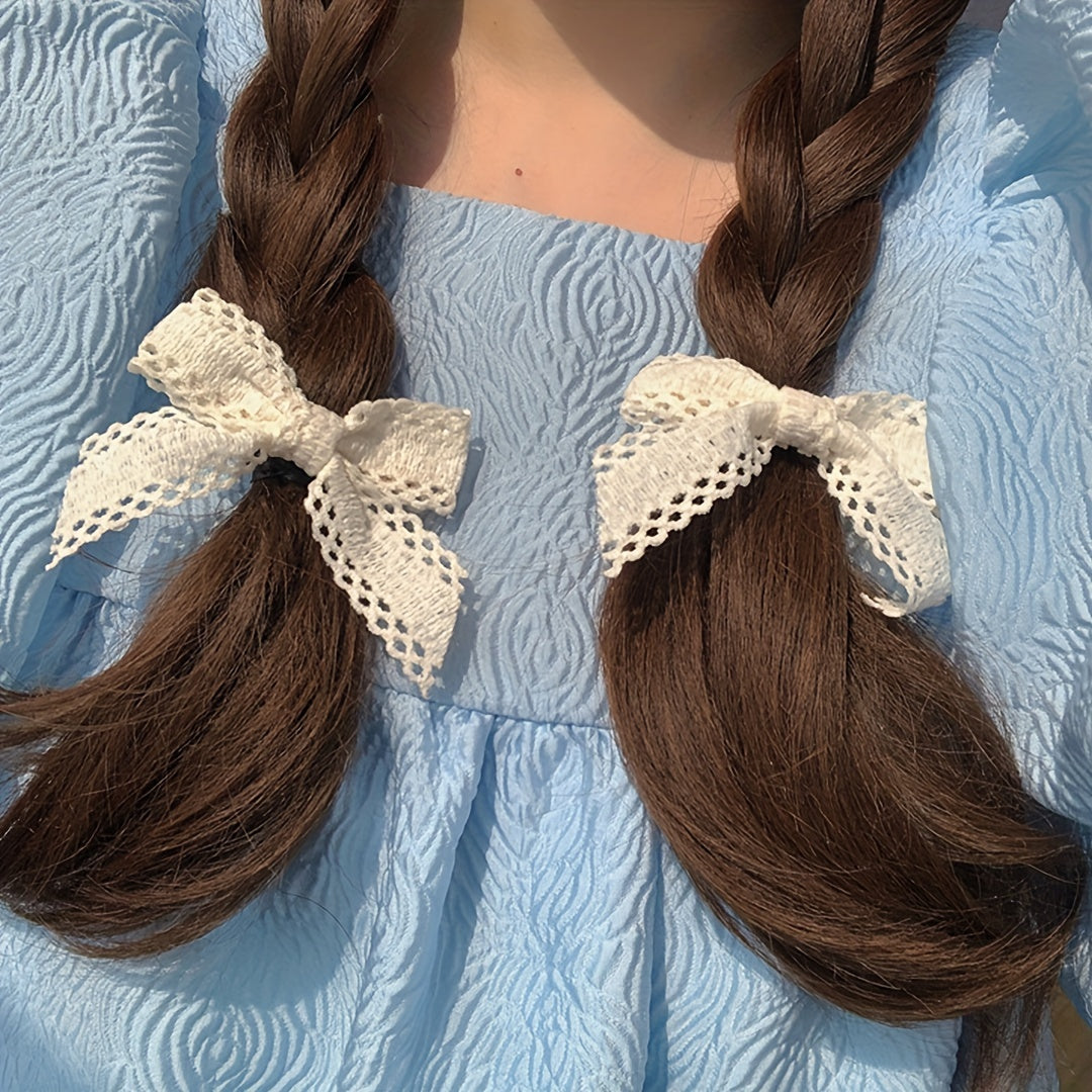 2pcs Lace Bow Tie Hair Clips for Party
