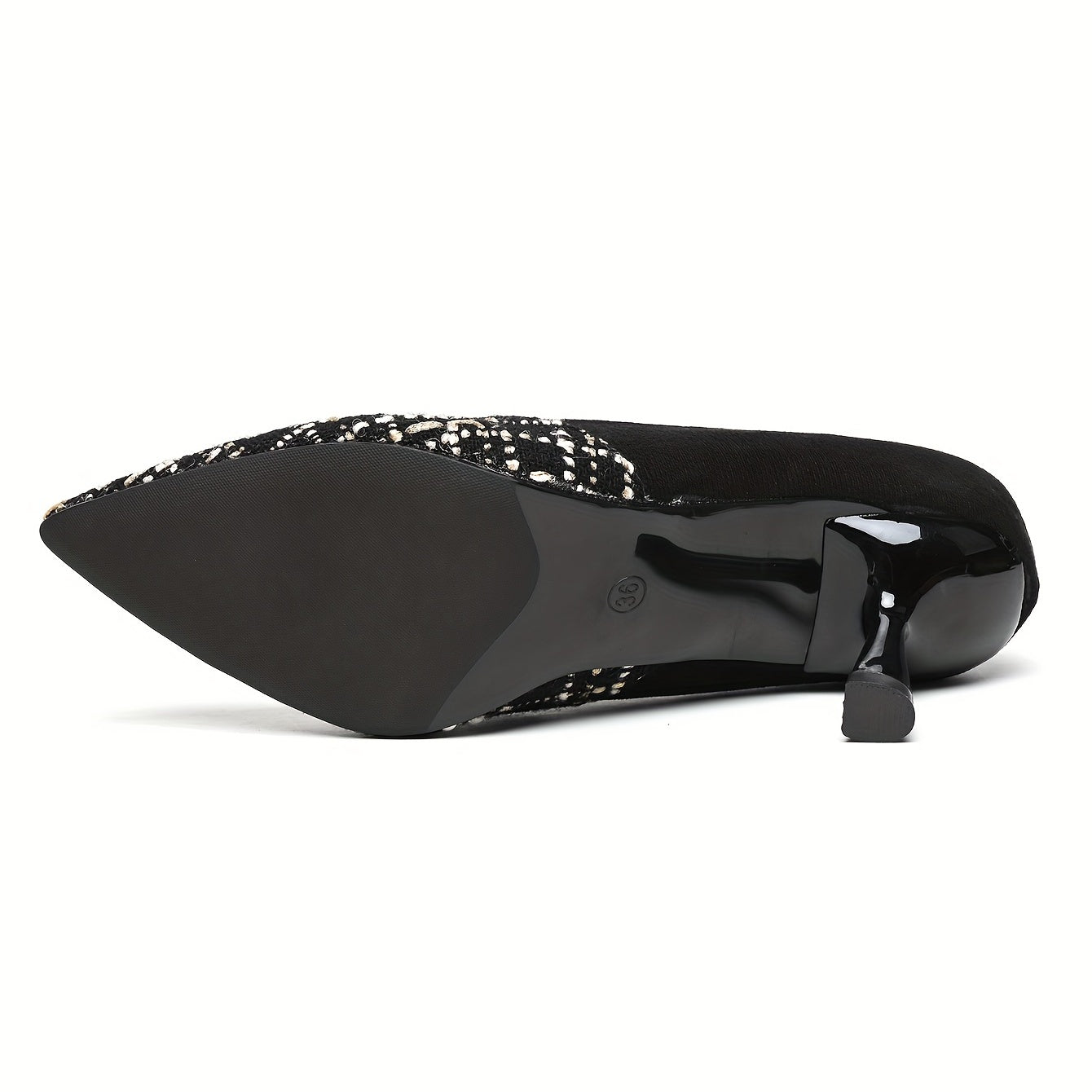 Plaid Stiletto Heels Faux Leather Pointed Toe Pumps