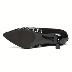Plaid Stiletto Heels Faux Leather Pointed Toe Pumps