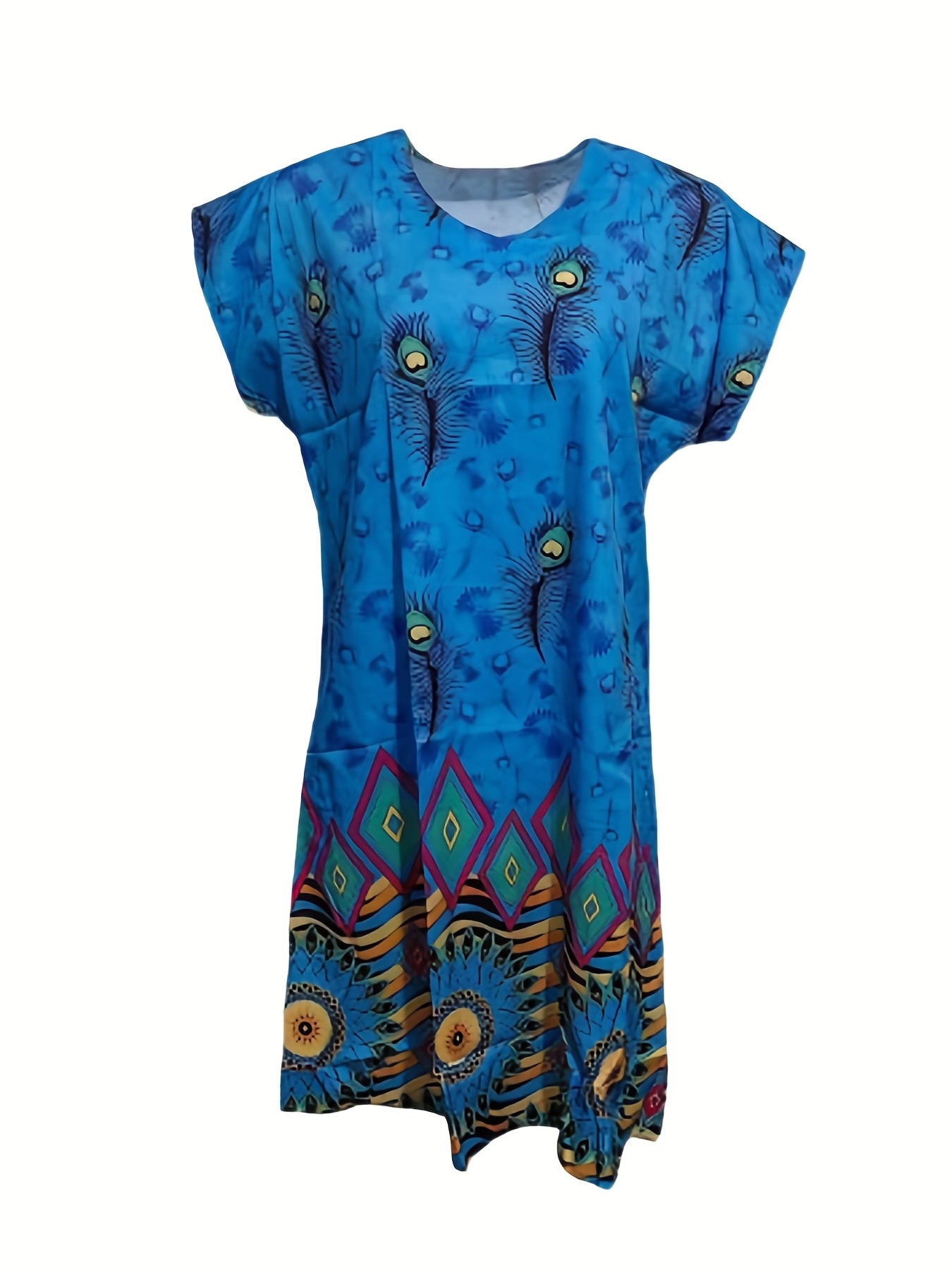 Graphic Print Dress V neck Short Sleeve Dress Casual Every Dress