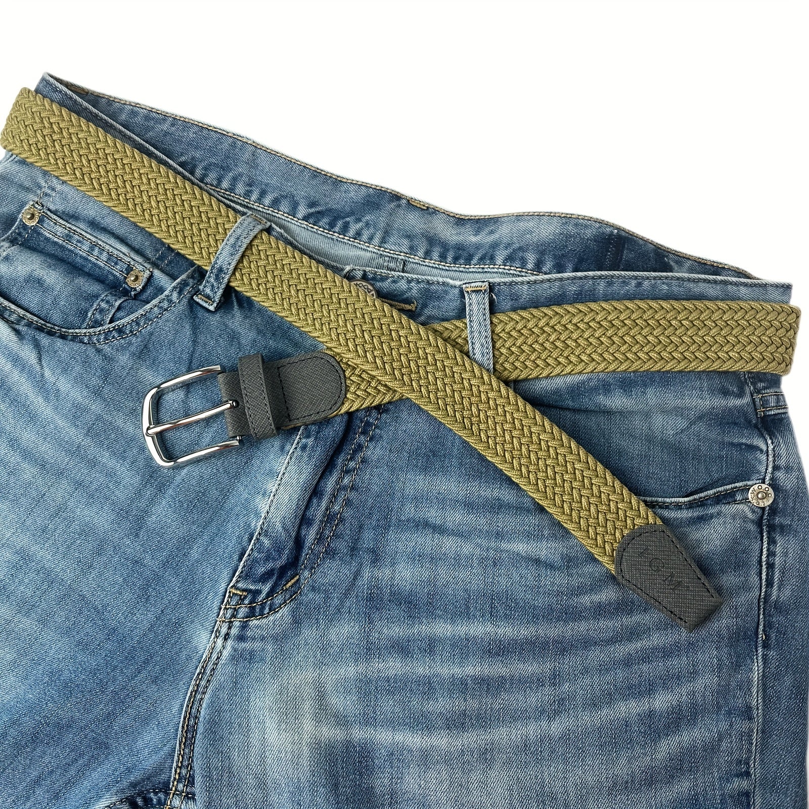 Elastic Braided Belt Pin Buckle Casual Jeans Pants Belt