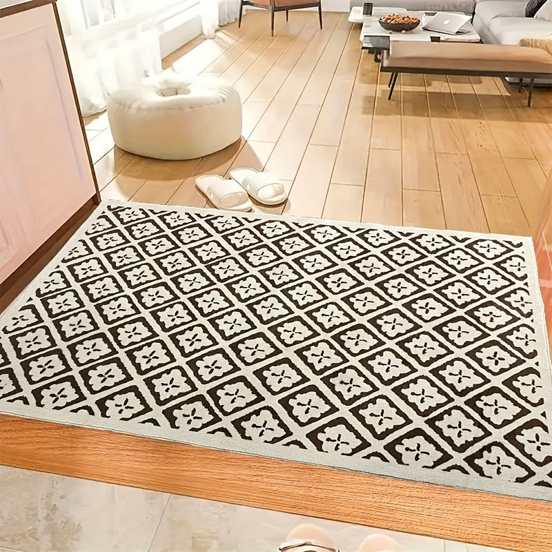 Soft Geometric Area Rug Non Slip Washable - Living Room Rug