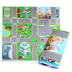 Cartoon City Map Pull Back Car Toy Set