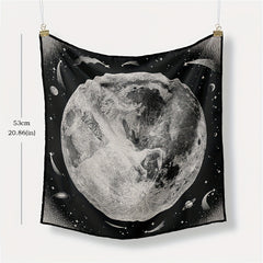 Universe Planet Print Bandana Square Scarf Satin Neckerchief Women Head Wrap