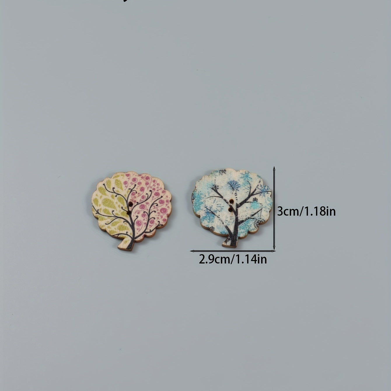 30pcs Wooden Leaf Pattern 2 Hole Buttons Sewing Crafting DIY Art Crafts