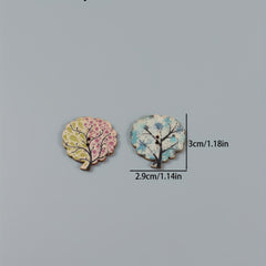 30pcs Wooden Leaf Pattern 2 Hole Buttons Sewing Crafting DIY Art Crafts