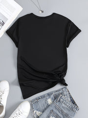 Heart Baseball Letter Short Sleeve Sports Tee for Women