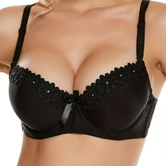 Lace Embroidery Push Up Padded Bra Women's Lingerie