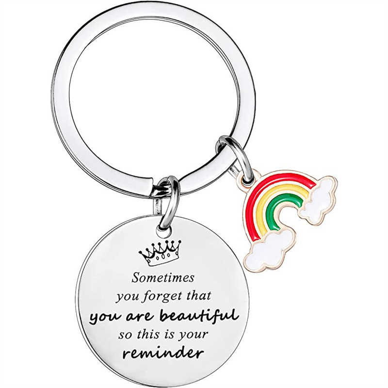Girls Boys Teen Rainbow Slogan Keychain Kids Party Favors