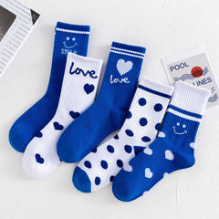 5 Pairs Soft Cotton Mid Tube Socks Pack Women's Stockings