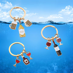 Vintage Wine Beer Drink Bag Key Chain Ornament Charm Accessories