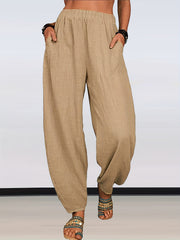 Solid Wide Leg Pants High Waist Casual Pants Women's Clothing