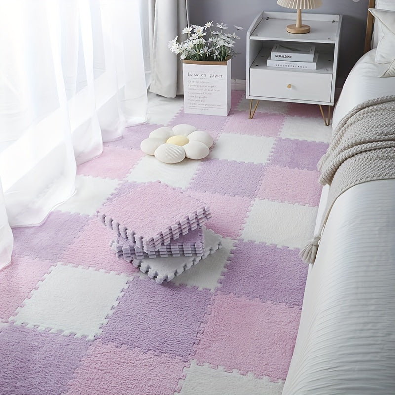 10pcs Bedroom Rug Splicing Mat Living Room Floor Rug Washable Cut