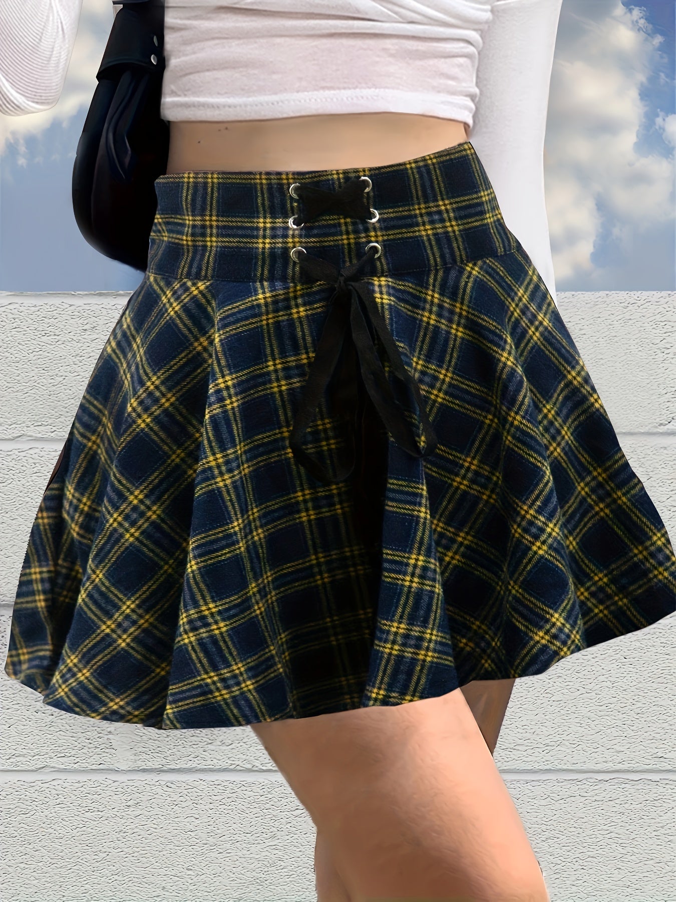 Y2K Summer Plaid Mini Skirt High Waist