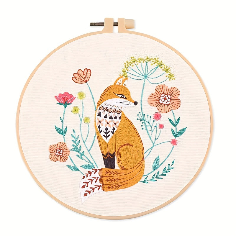 Embroidery Starter Kit for Adults - DIY Animal Butterfly Fox Deer Cross Stitch