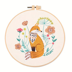 Embroidery Starter Kit for Adults - DIY Animal Butterfly Fox Deer Cross Stitch