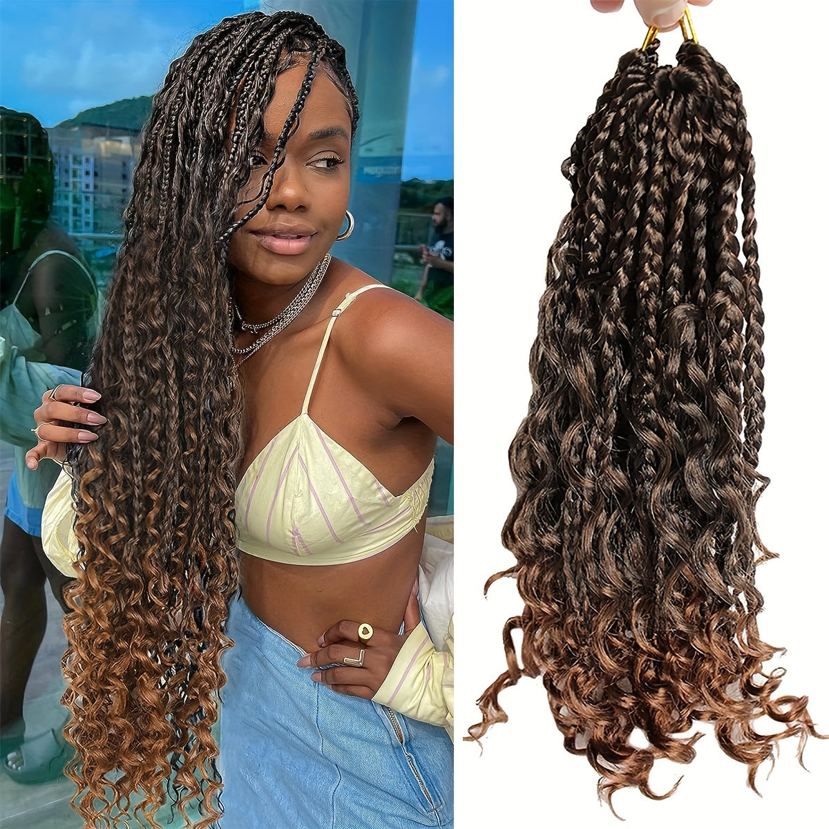 45 72 Cm Boho Box Braids 1 Pack Goddess Box Braids Burgundy