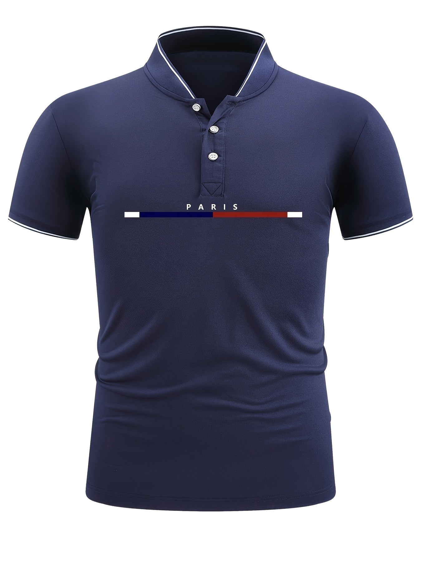 Men's Casual Shirt Top Stand Collar Short Sleeve Closure