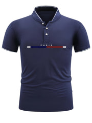 Men's Casual Shirt Top Stand Collar Short Sleeve Closure