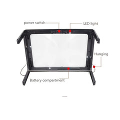 Desktop Magnifying Glass With Light A4 Large Lens Rectangular Clear