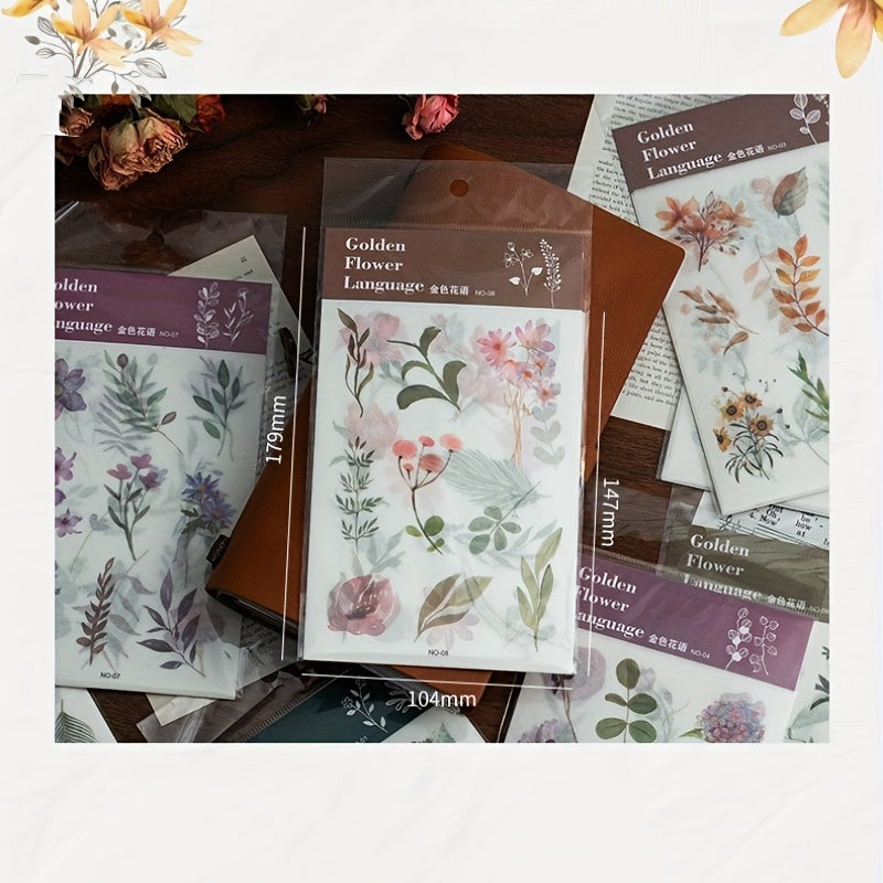 3-Pack Golden Flower Language Stickers