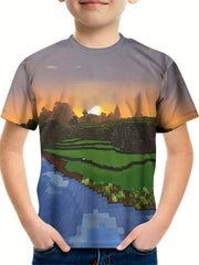 Kids Graphic Tee Shirt 3D Print Short Sleeve Street Wear Round Neck Tee