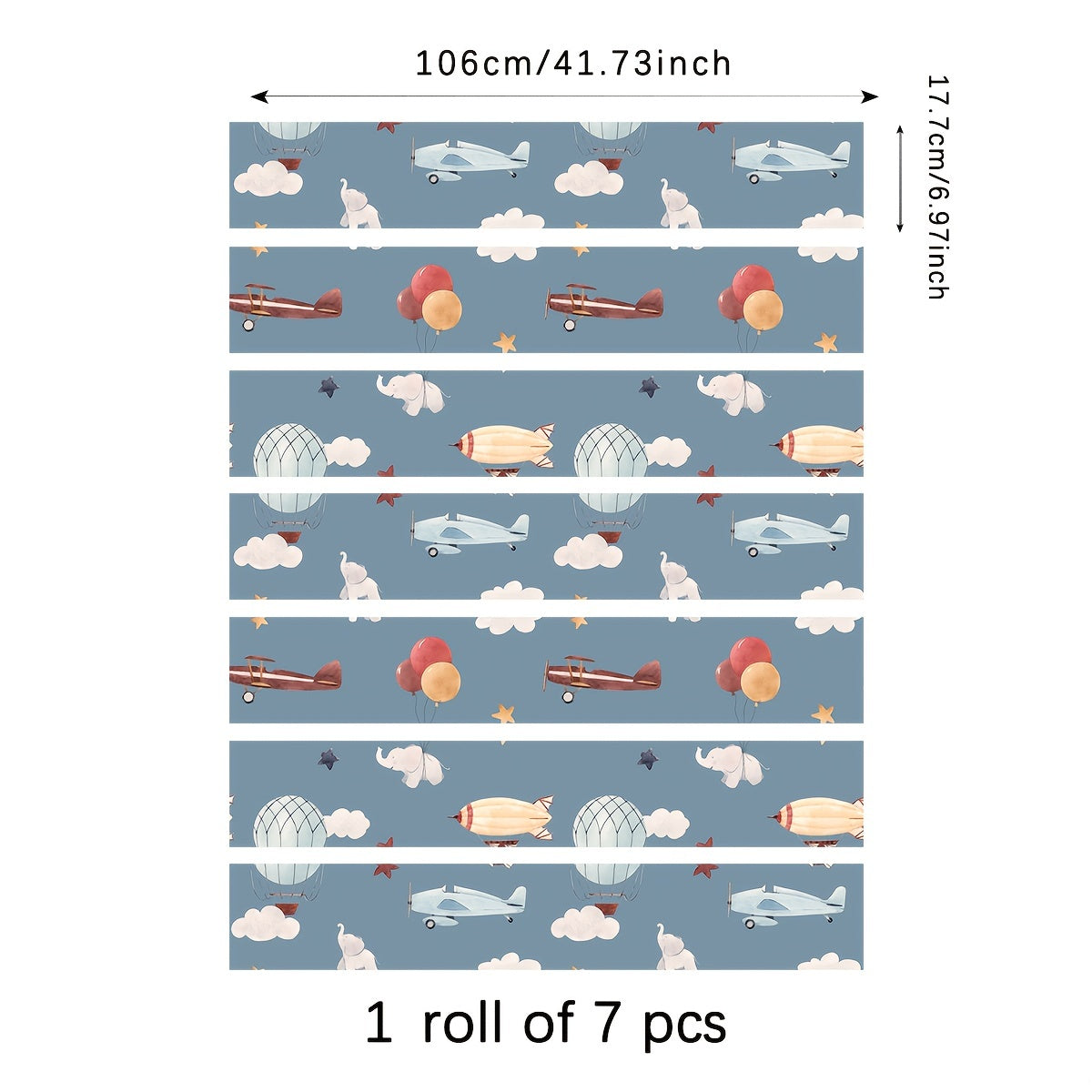 7pcs Transportation Staircase Sticker - Airplane Hot Air Balloon Airship