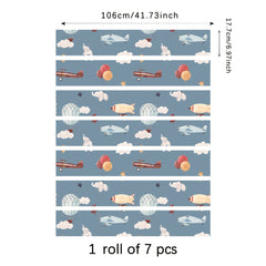 7pcs Transportation Staircase Sticker - Airplane Hot Air Balloon Airship