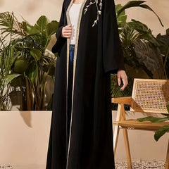 Embroidered Long Sleeve Abaya Dress