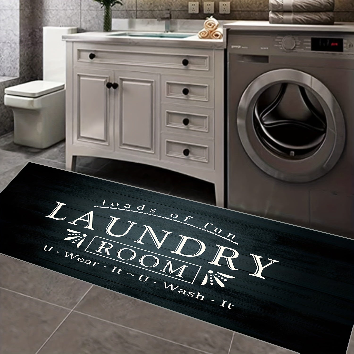 Farmhouse Laundry Room Rug Bathroom Decor Mat
