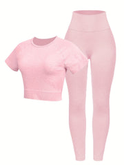 Seamless Sports Wear Set: T shirt & Leggings - Moisture wicking & Breathable