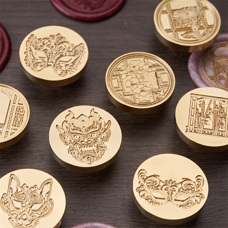 Brass Seal with Fairy Mask Pattern - Gift & Wine Packaging