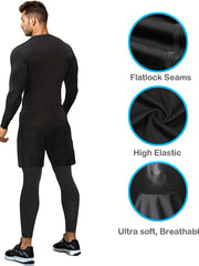 5 Pack Men's Compression Workout Shirts Short & Long Sleeve Rash Guard