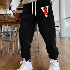 Men's V Print Joggers Stretch Waist Sweatpants